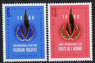 United Nations (NY) 1968 Human Rights Year set of 2 unmounted mint, SG 191-92*, stamps on human rights