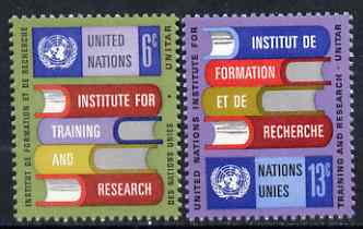 United Nations (NY) 1969 UN Institute for Training (UNITAR) set of 2 unmounted mint, SG 193-94*, stamps on books, stamps on education, stamps on united nations