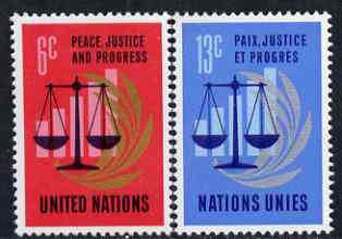 United Nations (NY) 1970 Peace, justice & Progress set of 2 unmounted mint, SG 213-14, stamps on peace, stamps on judicial