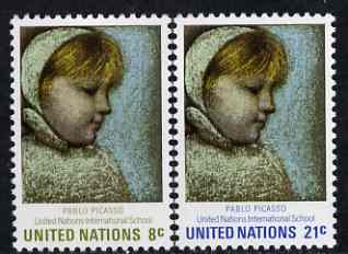 United Nations (NY) 1971 UN International Schools (Maia by Picasso) set of 2 unmounted mint, SG 225-26, stamps on united nations, stamps on education, stamps on arts, stamps on picasso