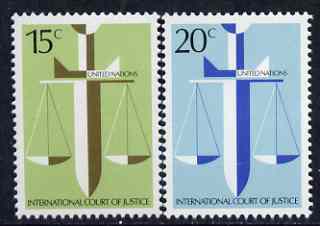 United Nations (NY) 1979 International Court of Justice set of 2 unmounted mint, SG 323-24, stamps on , stamps on  stamps on united nations, stamps on judicial, stamps on legal