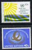 United Nations (NY) 1981 Sources of Energy set of 2 unmounted mint, SG 357-58, stamps on , stamps on  stamps on energy, stamps on oceans
