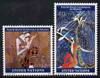 United Nations (NY) 1995 World Conference on Women set of 2 unmounted mint, SG 676-77, stamps on women, stamps on harps, stamps on music