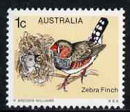 Australia 1978-80 Spotted-sided Finch (Zebra Finch) 1c from Bird def set unmounted mint SG 669*, stamps on birds