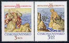 Czechoslovakia 1976 Bratislavia Tapestries (3rd series) set of 2 unmounted mint, SG 2281-82, stamps on arts, stamps on tapestry, stamps on textiles, stamps on greek, stamps on myths, stamps on mythology