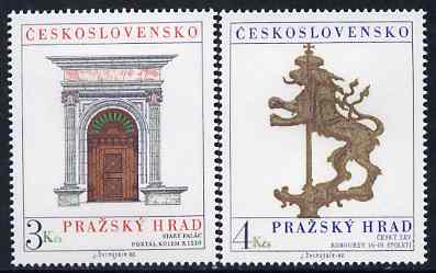 Czechoslovakia 1980 Prague Castle (16th series) set of 2 unmounted mint, SG 2543-44, stamps on arts, stamps on castles, stamps on lions