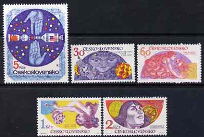 Czechoslovakia 1975 Co-operation in Space Research set of 5 unmounted mint, SG 2240-44, stamps on space, stamps on apollo, stamps on computers, stamps on copernicus, stamps on 