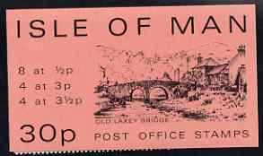 Isle of Man 1974 Old Laxey Bridge 30p stamp sachet (pink cover) complete and pristine, stamps on bridges, stamps on civil engineering