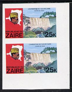 Zaire 1979 River Expedition 25k Inzia Falls imperf pair unmounted mint (as SG 958), stamps on waterfalls