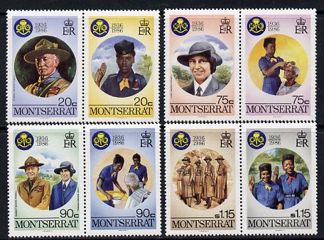Montserrat 1986 Girl Guides set of 8 unmounted mint, SG 669-76, stamps on scouts, stamps on guides