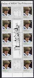 Falkland Islands Dependencies 1982 Princess Dis 21st Birthday 17p the scarce perf 13.5, unmounted mint gutter block of 10 (5 gutter pairs) with POW Feathers, Dragon & Cae..., stamps on royalty, stamps on diana, stamps on feathers, stamps on castles, stamps on dragons