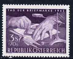 Austria 1962 Stamp Day (Engraving a Die) unmounted mint, SG 1393, stamps on postal, stamps on printing
