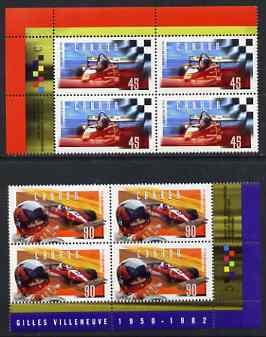 Canada 1997 Gilles Villeneuve (racing car driver) set of 2 each in imprint blocks of 4 unmounted mint, SG 1733-34, stamps on cars, stamps on racing cars, stamps on  f1 , stamps on ferrari