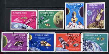 Haiti 1969 Apollo 7 & 8 Space Flights imperf set of 8 fine cto used from limited printing, stamps on space, stamps on apollo