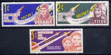 Cuba 1963 Cosmic Flights (1st series) set of 3 unmounted mint, SG 1058-60*, stamps on space, stamps on vostok