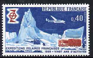 France 1968 French Polar Exploration unmounted mint, SG 1806, stamps on polar, stamps on aviation, stamps on helicopters