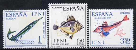 Ifni 1967 Stamp Day (Fish) set of 3 unmounted mint, SG 228-30, stamps on , stamps on  stamps on postal, stamps on fish, stamps on marine life