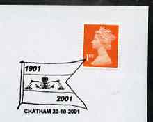 Postmark - Great Britain 2001 cover with Chatham cancel illustrated with a Flag & Dolphins, stamps on flags, stamps on dolphins