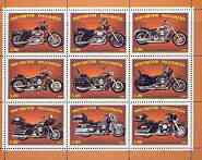 Ingushetia Republic 1999 Harley Davidson Motorcycles perf sheetlet containing set of 9 values complete unmounted mint, stamps on motorbikes