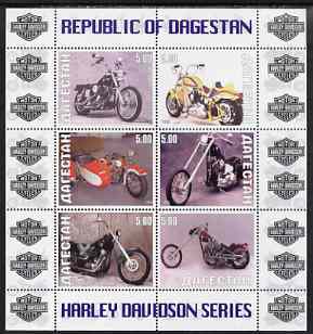 Dagestan Republic 1999 Harley Davidson Motorcycles perf sheetlet containing set of 6 values complete unmounted mint, stamps on motorbikes