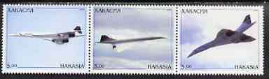 Chakasia 2000 Concorde perf set of 3 values complete unmounted mint, stamps on aviation, stamps on concorde