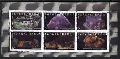 Karakalpakia Republic 1998 Minerals perf sheetlet containing set of 6 values complete unmounted mint, stamps on , stamps on  stamps on minerals