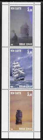 New Earth 2000 Tall Ships perf sheetlet containing set of 3 values complete unmounted mint, stamps on ships