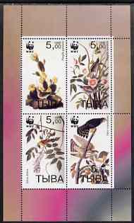 Touva 1998 WWF - John Audubon Birds perf sheetlet containing set of 4 values complete unmounted mint, stamps on wwf, stamps on birds, stamps on audubon, stamps on  wwf , stamps on 