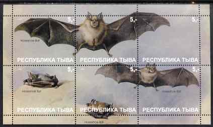 Touva 2000 Bats composite perf sheetlet containing set of 6 values complete unmounted mint, stamps on bats, stamps on mammals