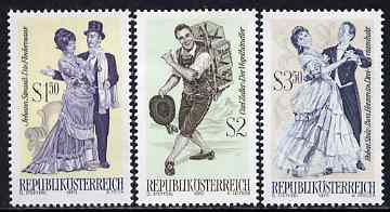 Austria 1970 Famous Operettas #2 set of 3 unmounted mint, SG 1586, 88 & 90, Mi 1338-40, stamps on music, stamps on opera, stamps on dancing
