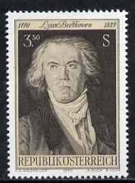Austria 1970 Birth Bicent of Beethoven unmounted mint, SG 1602, Mi 1352*, stamps on music, stamps on composers, stamps on opera, stamps on personalities, stamps on beethoven, stamps on opera, stamps on music, stamps on composers, stamps on deaf, stamps on disabled, stamps on masonry, stamps on masonics