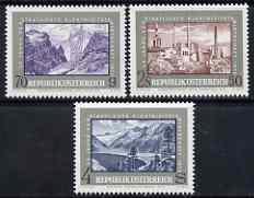 Austria 1972 25th Anniversary of Electric Power set of 3 unmounted mint, SG 1639-41, Mi 1389-91*, stamps on energy, stamps on dam, stamps on civil engineering, stamps on electricity