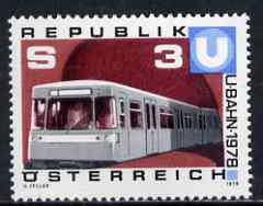 Austria 1978 Underground Railway unmounted mint, SG 1800, Mi 1567*, stamps on railways, stamps on underground