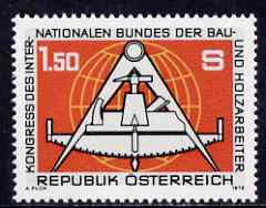 Austria 1978 Federation of Building & Wood Workers unmounted mint, SG 1812, Mi 1579*, stamps on builders, stamps on masonics, stamps on tools, stamps on masonry