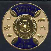 Burundi 1965 Gold Coinage 25f + 50c showing 100f coin unmounted mint, SG 165, stamps on coins, stamps on elephant, stamps on lions, stamps on hippo, stamps on cats, stamps on oxen, stamps on bovine