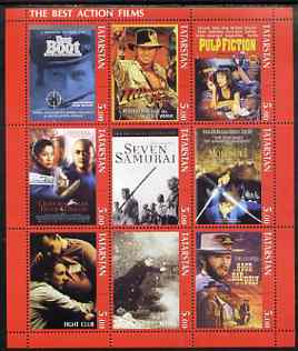 Tatarstan Republic 2001 Film Posters #3 (Best Action Films) perf sheetlet containing set of 9 values complete unmounted mint, stamps on , stamps on  stamps on films, stamps on cinema, stamps on entertainments, stamps on 