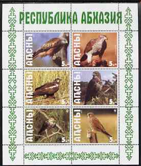Abkhazia 1999 WWF - Birds of Prey perf sheetlet containing set of 6 values complete unmounted mint, stamps on wwf, stamps on birds, stamps on birds of prey, stamps on  wwf , stamps on 