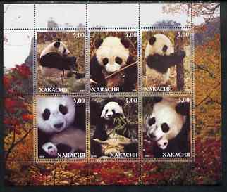 Chakasia 2000 Giant Pandas perf sheetlet containing set of 6 values complete unmounted mint, stamps on , stamps on  stamps on animals, stamps on  stamps on bears, stamps on  stamps on pandas