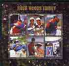 Bashkortostan 2001 Tiger Woods Family perf sheetlet containing set of 6 values unmounted mint, stamps on sport, stamps on golf