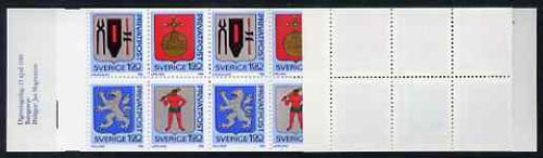 Sweden 1986 Rebate Stamps (Arms of Sweden 6th series) 32k booklet complete and very fine, SG SB391, stamps on arms, stamps on heraldry, stamps on gold