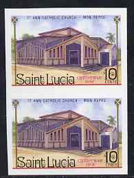 St Lucia 1986 St Ann Church 10c (Christmas) imperf pair unmounted mint, as SG 919, stamps on christmas, stamps on churches