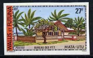 Wallis & Futuna 1977 Post Office 27f (from Buildings & Monuments set) imperf from limited printing, SG 271, stamps on buildings, stamps on post offices