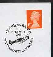 Postmark - Great Britain 2001 cover with Douglas Bader Westhampnett cancel illustrated with Spitfire, stamps on aviation, stamps on spitfire, stamps on  ww2 , stamps on disabled, stamps on  ww2 , stamps on 