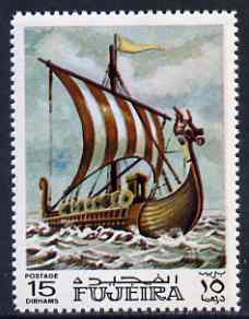Fujeira 1968 Viking Long boat 15 Dh from Ships perf set of 9 unmounted mint, Mi 234*, stamps on ships, stamps on vikings