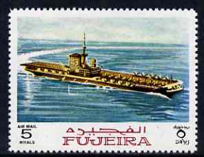 Fujeira 1968 Aircraft Carrier 5R from Ships perf set of 9 unmounted mint, Mi 242*, stamps on ships, stamps on ww2, stamps on flat tops, stamps on  ww2 , stamps on 