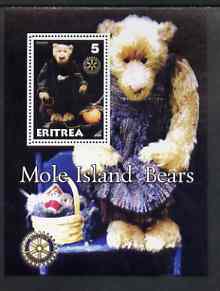Eritrea 2001 Mole Island Teddy Bears perf m/sheet #2 (with Rotary logo) unmounted mint, stamps on bears, stamps on teddy bears, stamps on rotary