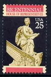 United States 1989 Bicentenary of House of Representatives 25c (Clock) unmounted mint SG 2396*, stamps on clocks, stamps on constitutions, stamps on americana