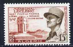 Algeria 1956 Marshal Leclerc Commemoration unmounted mint, SG 363*, stamps on monuments, stamps on  ww2 , stamps on 