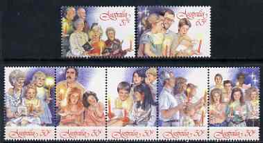 Australia 1987 Christmas set of 7 unmounted mint, SG 1098-1104, stamps on christmas, stamps on music, stamps on candles, stamps on bethlehem