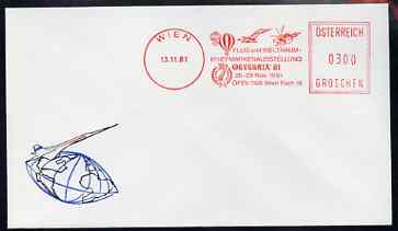 Postmark - Austria 1981 illustrated commem cover for Aerophilately Exhibition with Vienna metre cancel showing Concorde, Balloon etc, stamps on aviation, stamps on concorde, stamps on balloons